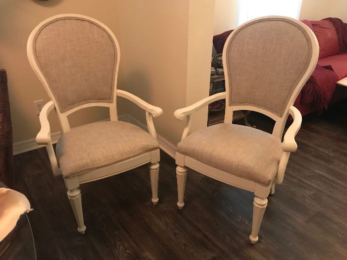 2 Stunning Stanley Side Chairs Come with Marble Top Pedestal Table Not Shown