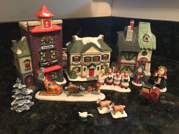Christmas in The South!  6 Porcelain Christmas Village Homes and over 100 display pieces!