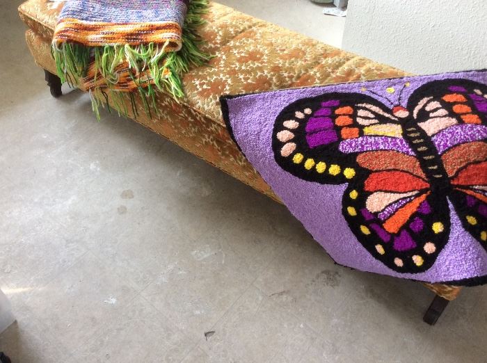Afghan, butterfly hanging hook rug