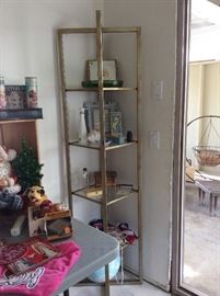 Gold and glass etagere