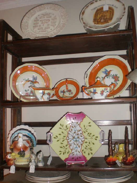 Turkey -sold.  Luster humming bird set, pretty plates and calendar plates.