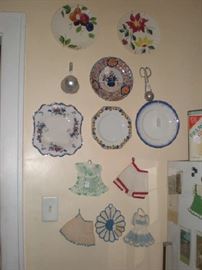 Plates and fancy potholders.