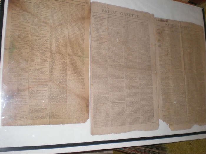 1815-1822 Salem Gazette newspapers.
