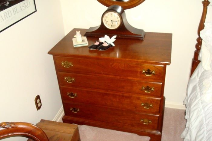 Stickley small chest and mantel clock.