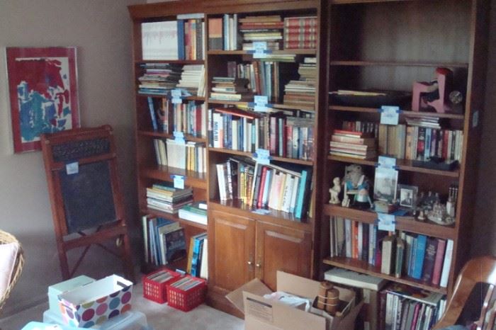 Books and three piece wall unit.