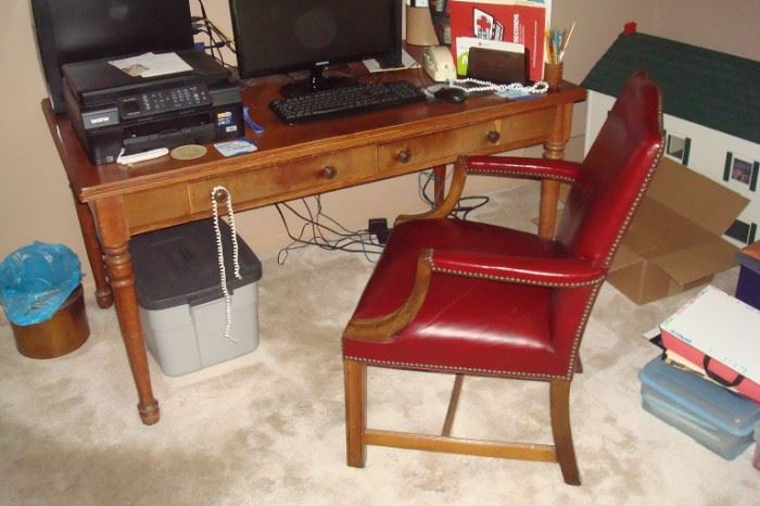 Desk and leather seat & back chair.