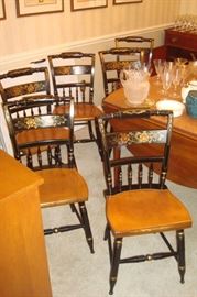 Set of six signed Hitchcock chairs.