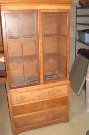 Antique china cabinet which needs re assembling and refinishing.