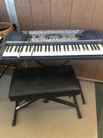 Yamaha Portatone Electronic Keyboard with stand and bench