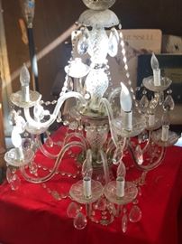 Vintage crystal chandelier with 2 matching sconces