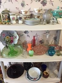 Depression glass, Sadler tea set, Oriental tea set, Avon Cape Cod