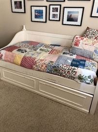 Trundle bed and bedding (Pottery Barn) 