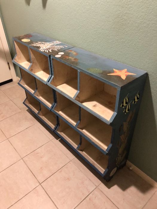 Hand painted sea life cubbies