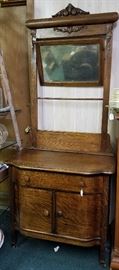 Antique Oak Hotel Washstand / Newly Refinished