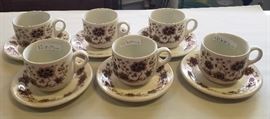 Set of Six (6) Royal Doulton "Steelite" Cups & Saucers
