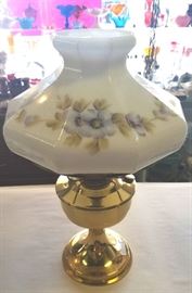 Antique Brass Aladdin Oil Lamp with Original Shade