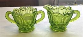 Vintage Green "Moon & Star" Sugar & Creamer