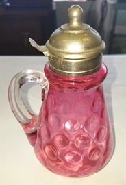 Antique Northwood Glass Cranberry Syrup Pitcher