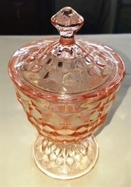 Vintage Jeanette Glass Pink "Cube" Candy Dish