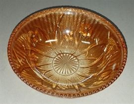 Depression Era Jeanette Glass "Iris & Herringbone" Carnival Glass Beaded Berry Bowl