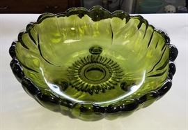 Vintage Green Sunflower Centerpiece Bowl