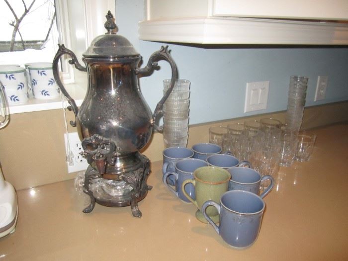 Tea Pot, Coffee Mugs, Glassware