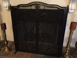 Fireplace Screen Cover, Oversized Candlesticks Brass