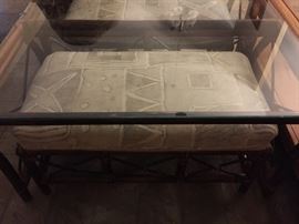 Glass Top Coffee Table with Ratan Benches