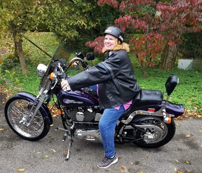 Laura, Rockin the leather and the Harley