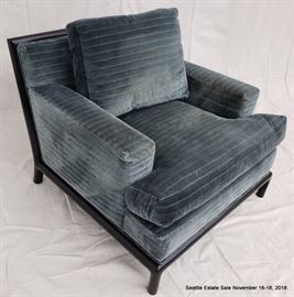 Velvet upholstered club chair.
