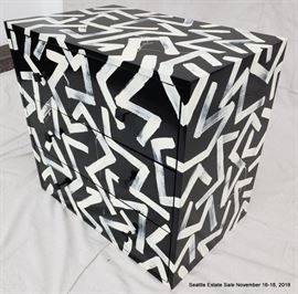 Black and white Keith Harring inspired side table.