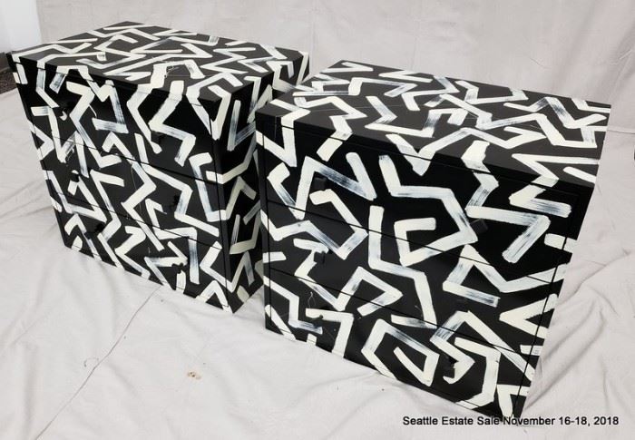 Black and white Keith Harring inspired side table.