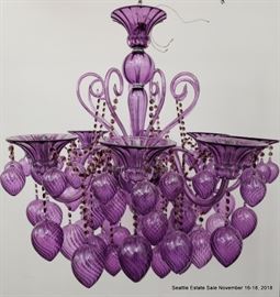 Pair of La Merrina Murano Purple Glass Chandelier. (Sold separately)