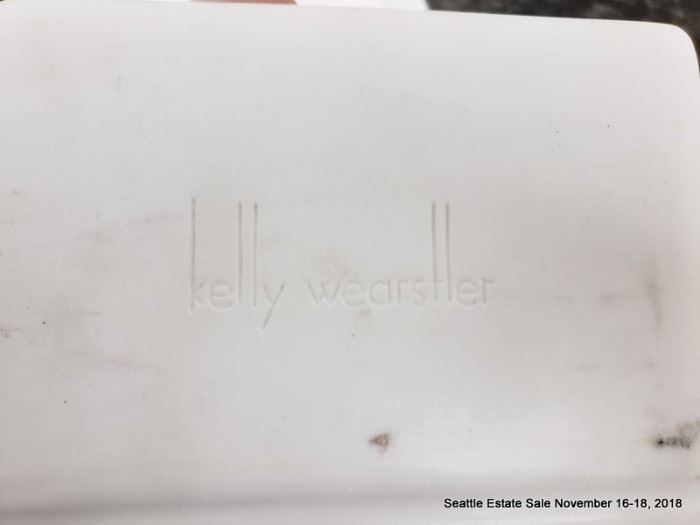 Suite of three Kelly Wearstler graduated stone book carvings.