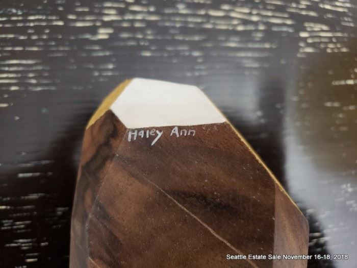 Haley Ann Robinson hand-made painted wood gem.