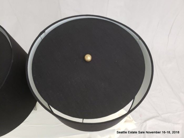 Vintage glack and gold table lamp with black shade.