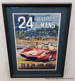 Vintage 24 Heures du Mans Framed Poster featuring Phil Hill.Approx. Size: 15.5" x 22.25"