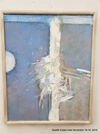 Abstract painting on canvas signed Cros '71Approx. Size: 24" x 30"