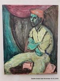 Modernist portrait of a man in many colors.Approx. Size: 20" x 16"