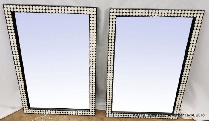 Beveled Glass Mirror with white dots on frame. (One of a pair)Approx. Size: