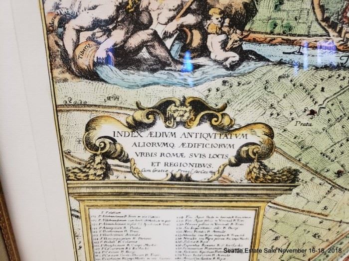 Jacob von Sandrart hand-colored engraving of Rome. Originally published in 1679 Approx. Size: 26" x 32"