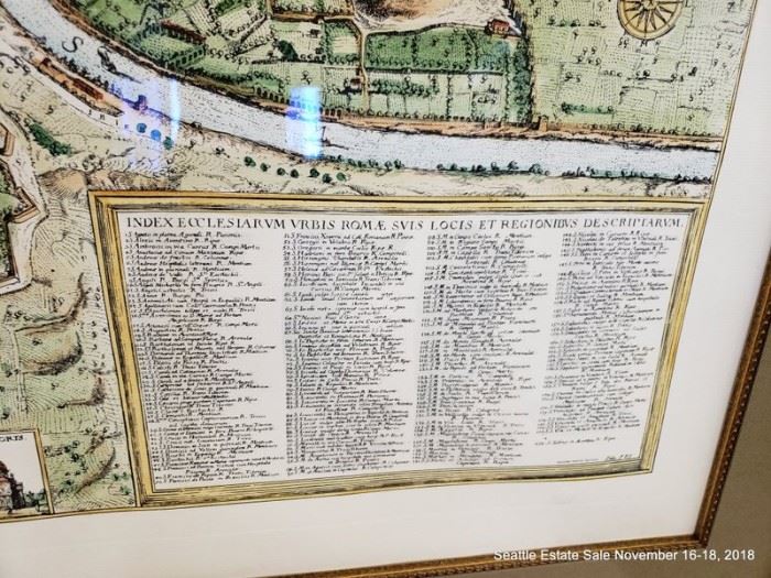 Jacob von Sandrart hand-colored engraving of Rome. Originally published in 1679 Approx. Size: 26" x 32"