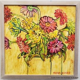 Martens Ksander Painting Still Life with Flowers.Approx. Size: 16" x 15"