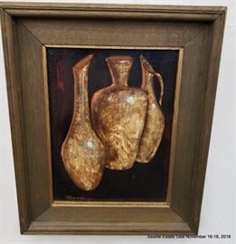 W.T. Howard painting of ewers. Dated 2002. As Is Approx. Size: 9" x 12"