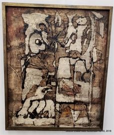Alberto Sartoris (born 1901) Oil on Canvas titled: "I Everrieri" Approx. Size: 17" x 21"