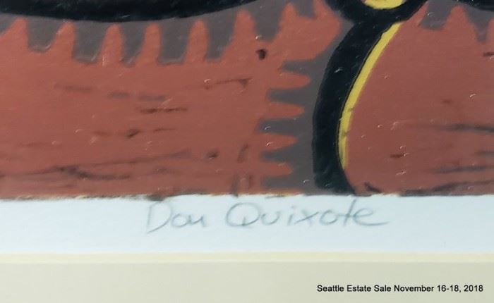 Sam Hamrick, Wood Cut Print "Don Quixote" 16/18 Approx. Size: 12" x 8"