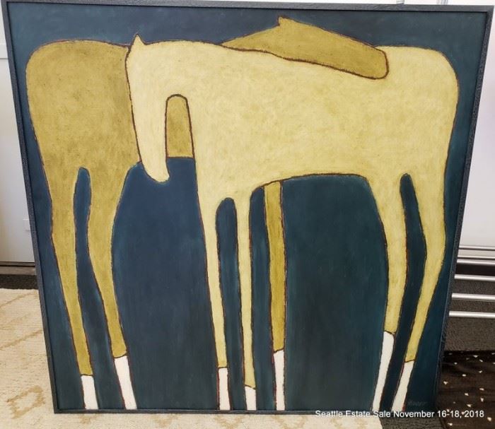 Jaime Ellsworth oil and oil stick on board. Approx. Size: 49" x 49"