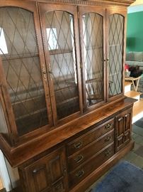 Large china cabinet with leaded glass 