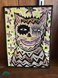 Pat Custer - hand painted cat tile
