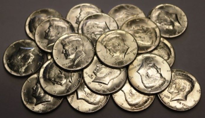 40 1964 Kennedy half dollar coins